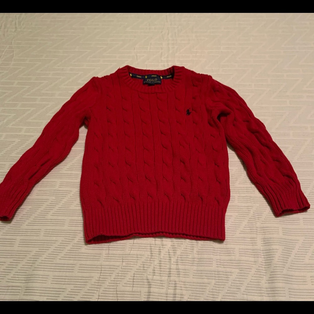 Size 4T red cable knit polo sweater